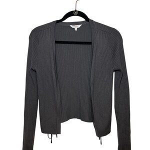 Candies Women Open Cardigan Sweater Grey Size: Medium